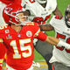 Patrick Mahomes is pressured by Shaq Barrett in Sunday Night’s Super Bowl.